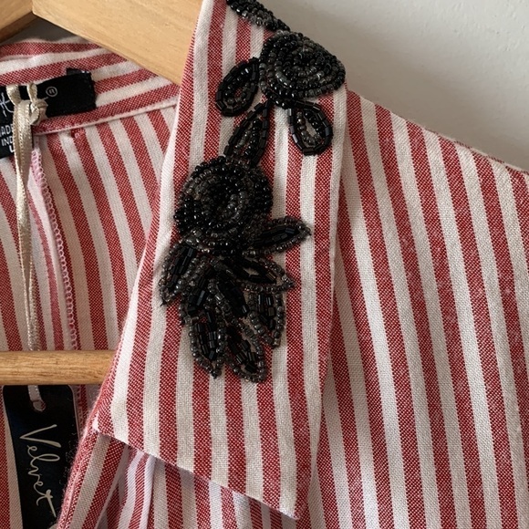 Velvet Heart  Retro 80s Ebroidered Neck Tie Button Down Shirt Size Large NWT - Picture 6 of 16